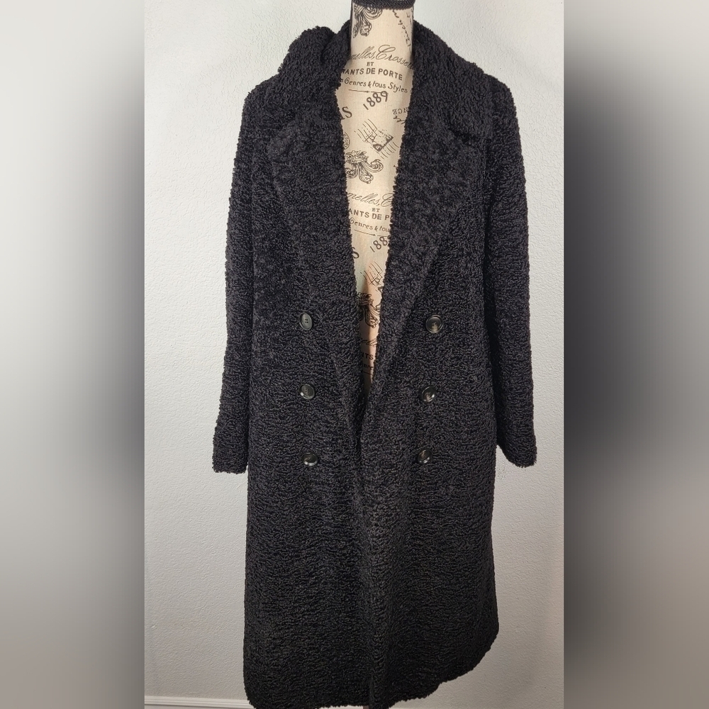 House of CB XS Faux Fur Long Coat Teddy Black Cozy Whimsygoth Fairygrunge Winter